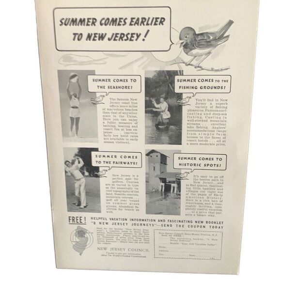 Vintage 1938 New Jersey Summer Comes Early Ad Advertisement - Picture 2 of 3
